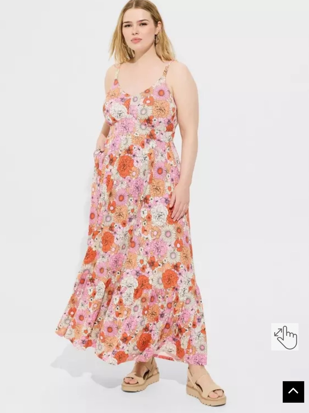 Torrid Super Soft Tiered Retro Floral Maxi Dress